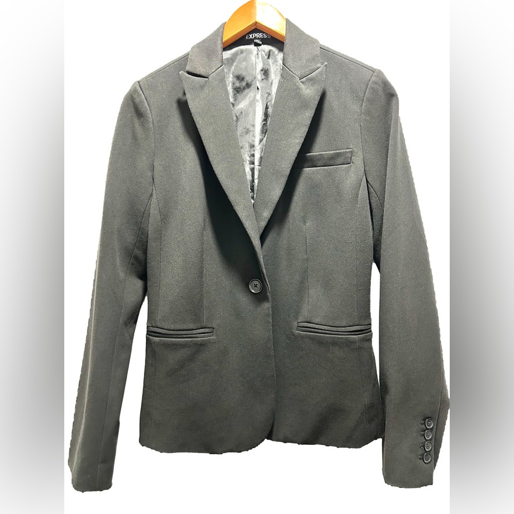 Express Black Blazer Tailored Fit Notched Lapels Size 8